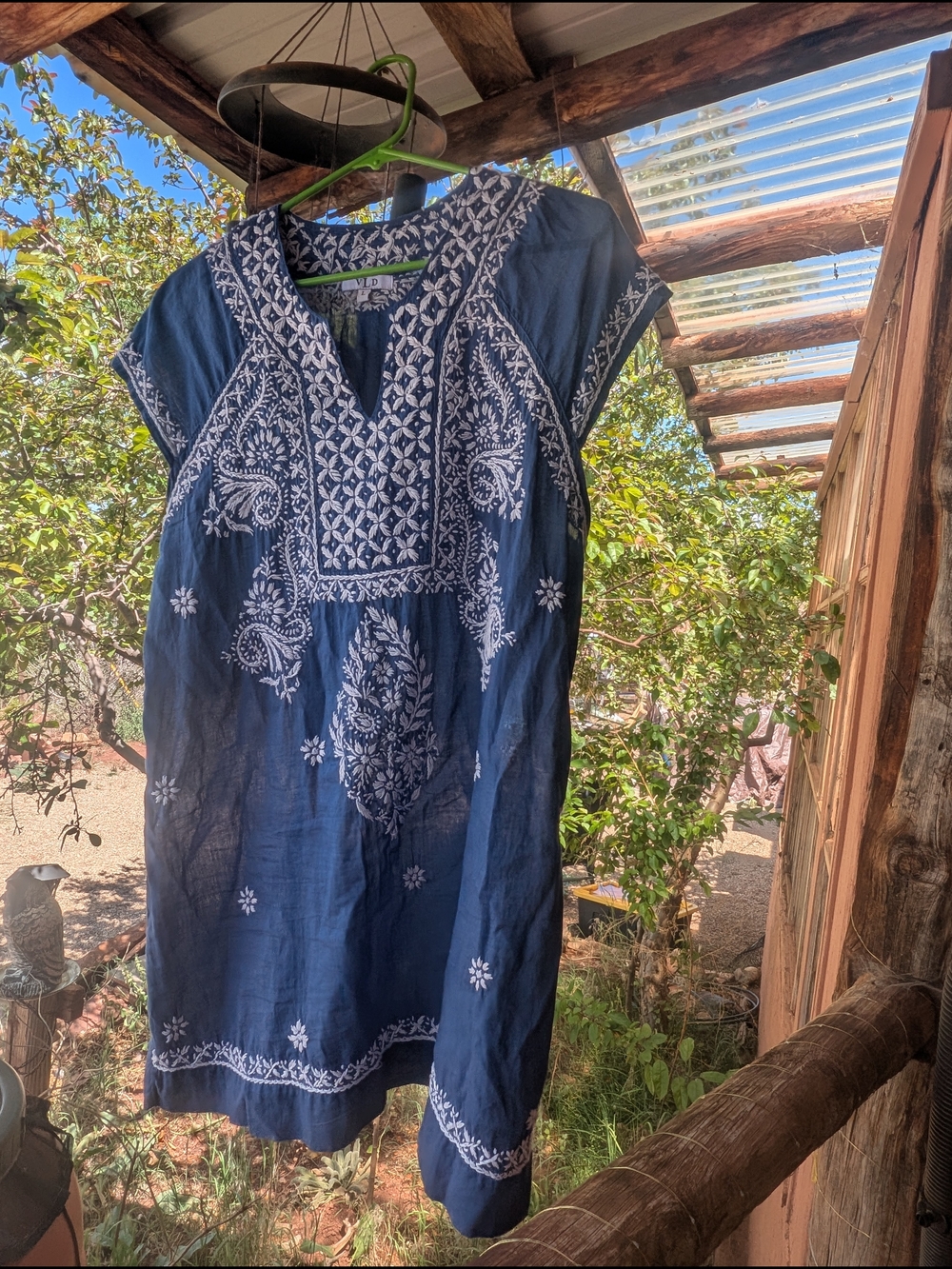 Navy Blue Embroidered Tunic Dress